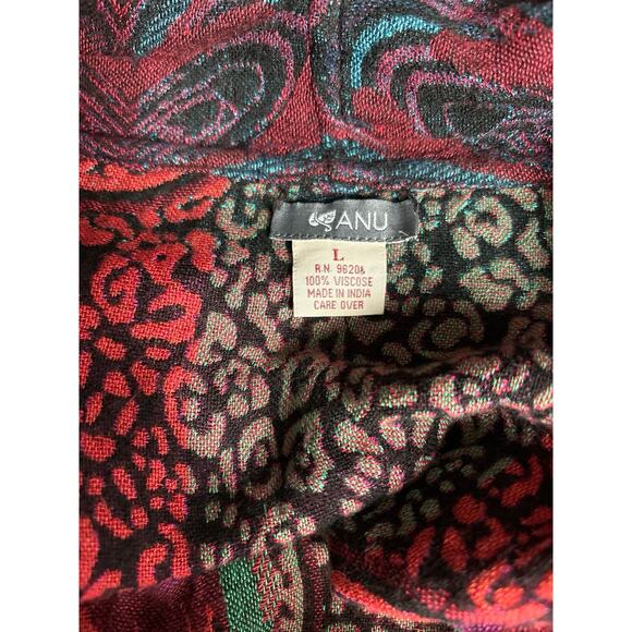 Anu Colorful Artsy Fringe Open Front Vest Top L Large Animal Print - Picture 4 of 4